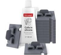 KONZEPT Set di 50 Ganci Con Adesivo Super Forte Da 30 ml Per La Rete Di Protezione Per Gatti Sul Balcone, Installazione Senza Foratura, Colore Grigio