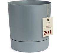 KONZEPT Vaso da fiori con sottovaso, 32,5 cm, grande, in plastica, per piante da interno, moderno e resistente alle intemperie, per interni ed esterni, menta