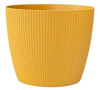 KONZEPT Vaso da fiori grande, giallo, struttura scanalata, 26 cm, vaso per piante da interno, in plastica, ideale per soggiorno, cucina e balcone
