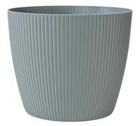 KONZEPT Vaso da fiori grande, grigio, struttura scanalata, 26 cm, vaso per piante da interno, in plastica, ideale per soggiorno, cucina e balcone