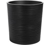 KONZEPT Vaso da fiori grande per interni, grande, 30 cm, in plastica, nero, design a scalpello, con inserto interno