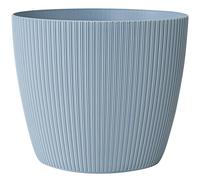 KONZEPT Vaso da fiori grande, verdastro, struttura scanalata, 26 cm, vaso per piante da interno, in plastica, ideale per soggiorno, cucina e balcone