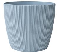 KONZEPT Vaso da fiori grande, verdastro, struttura scanalata, 30 cm, vaso per piante da interno, in plastica, ideale per soggiorno, cucina e balcone