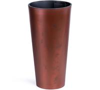 KONZEPT Vaso grande con inserto, diametro 25 cm, altezza 47,6 cm, effetto corten, in plastica, resistente ai raggi UV e al gelo, antigraffio, per interni, balcone, terrazza e giardino