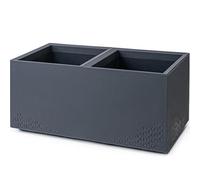 KONZEPT Vaso grande rettangolare 40 x 80 x 40 cm su rotelle, per interni ed esterni, quadrato, antracite effetto cemento, in plastica, mobile, ideale per giardino, terrazza, balcone e salotti