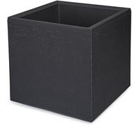 KONZEPT Vaso grande su rotelle, in materiale riciclato al 100% - 30 x 30 x 30 cm, per interni ed esterni, quadrato, nero effetto cemento, mobile, ideale per giardino, terrazza, balcone e salotti