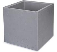 KONZEPT Vaso grande su rotelle, in materiale riciclato al 100% - 30 x 30 x 30 cm, per interni ed esterni, quadrato, grigio effetto cemento, mobile, ideale per giardino, terrazza, balcone e salotti