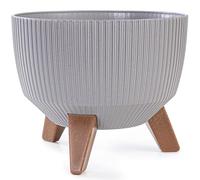 KONZEPT Vaso per piante grande, 24 cm, grigio, con piedini, resistente alle intemperie e ai raggi UV, con inserto per drenaggio dell'acqua, per interni ed esterni