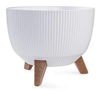 KONZEPT Vaso per piante grande, 29 cm, bianco, con piedini, resistente alle intemperie e ai raggi UV, con inserto per drenaggio dell'acqua, per interni ed esterni