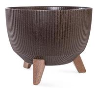 KONZEPT Vaso per piante grande, 29 cm, marrone, con piedini, resistente alle intemperie e ai raggi UV, con inserto per drenaggio dell'acqua, per interni ed esterni