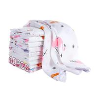 Koo-dib Mussole Neonato 80x80cm Cotone Pacco Da 10, Copertine In Mussola, Copertina Neonati, Mussoline, Quadrotti, Coperta, Swaddle, Cotone, Asciugamani, Asciugamano Ospedale