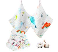 Koo-dib Mussole Quadrotti Cotone Neonato Mussola Asciugamani Neonato Bagnetto Bavaglini 10 Piece Set Da Bagno To The Corredino Maschietto Lista Nascita Bebè Accessori 25x25 cm