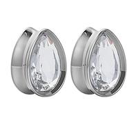 KOOBODY Piercing dilatatore in acciaio chirurgico con zircone a doppia svasatura, 00 g, dilatatore per orecchio, venduto in coppia da 0 g a 1 pollice