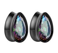 KOOBODY Piercing dilatatore in acciaio chirurgico con zircone a doppia svasatura, 00 g, dilatatore per orecchio, venduto in coppia da 0 g a 1 pollice