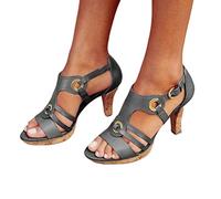 KOOBS Sandali da Donna Sandali Pannelli Romani da Donna Aperta Punta di Punta di Piedi Tacchi Alti Estate Casual All'Aperto-Gray,43