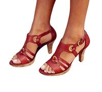 KOOBS Sandali da Donna Sandali Pannelli Romani da Donna Aperta Punta di Punta di Piedi Tacchi Alti Estate Casual All'Aperto-Red,38