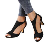 KOOBS Sandali da Donna Sandals A metà Tacco da Donna Summer Party High Teli Sandals Sandals Pesce Scarpe più Dimensioni-Black,38