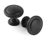 KOOFIZO Pomello rotondo a gradini per armadietto, maniglia nera (diametro 31 mm), confezione da 10 pezzi per porta dell'armadio da cucina, cassettiera della camera da letto, cassettiera, armadio del