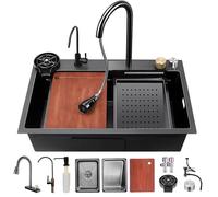 KOOGIMDDR 85 x 45 cm, lavello da cucina multifunzione in acciaio inox, a cascata profonda, set di risciacquo per il rettangolo, per uso domestico, lavastoviglie e cesti di scarico