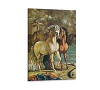 KOOHTAA GIORGIO DE CHIRICO I Divini Cavalli di Achille, Balios e Xantos, poster artistico da parete su tela, decorazione per soggiorno e casa, 40 x 60 cm