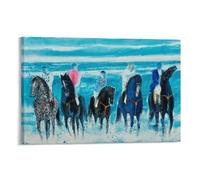 KOOHTAA Poster artistico da appendere con Andre Brasilier Cavaliers Devant Les Vagues, opera d'arte da appendere su tela, 20 x 30 cm