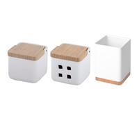 KOOK TIME Barattolo Porta Sale e Aglio con Coperchio in Bambù, Accessori da Cucina (Bianco)