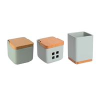 KOOK TIME Set accessori da cucina - include barattolo porta sale, porta utensili da cucina e barattolo porta aglio - barattolo sale e aglio con coperchio in bambù (Verde Salvia)