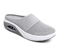 Kookmean Womens Pantofole, Donne Diabetici Scarpe Da Passeggiata Ortopedico Slip-On Scarpe, Donna Cuscino Di Aria Mesh Infermiera Scarpe Piattaforma Mocassini, Grigio, 38 EU