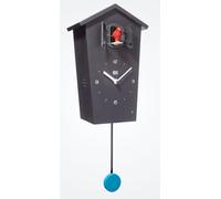KOOKOO Birdhouse - Orologio a cucù dal design moderno, con 12 voci di uccelli o cuculo, colore: Nero