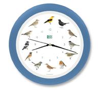 KOOKOO Singvögel Azzuro-Cielo, l'orologio degli uccelli canterini, orologio da parete rotondo con richiami naturali di uccelli, movimento al quarzo