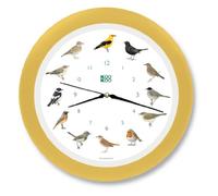 KOOKOO Singvögel Giallo-Crema, l'orologio degli uccelli canterini, orologio da parete rotondo con richiami naturali di uccelli, movimento al quarzo