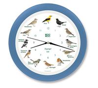 KOOKOO Singvögel RC cielo blu, Orologio con 12 uccelli canterini autoctoni e richiami naturali, con movimento al quarzo radiocontrollato RC