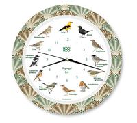 KOOKOO Singvögel RC Feather Heart, Orologio con 12 uccelli canterini autoctoni e richiami naturali, con movimento al quarzo radiocontrollato RC
