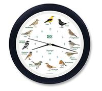 KOOKOO Singvögel RC nero blu, Orologio con 12 uccelli canterini autoctoni e richiami naturali, con movimento al quarzo radiocontrollato RC