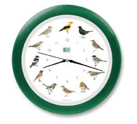 KOOKOO Singvögel verde, l'orologio degli uccelli canterini, orologio da parete rotondo con richiami naturali di uccelli, movimento al quarzo