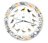 KOOKOO Singvögel Water Lily, l'orologio degli uccelli canterini, orologio da parete rotondo con richiami naturali di uccelli, movimento al quarzo