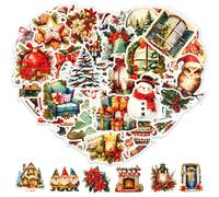 KOOKZ Adesivi Natalizi, 100 Pezzi Stickers Natale Etichette Natalizie, Etichette Adesive Natalizie Adesivi Decorativi per Biglietti Natalizi, Confezioni Regalo Buste (Vintage Stile)