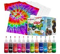 KOOL KRAFTS Kit tie dye, all-inclusive, con 12 colori vivaci, 4 magliette bianche, perfetto per bambini e adulti, divertenti forniture per feste Tie Dye, kit per bambini dagli 8 ai 12 anni, kit tie