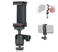 Koolehaoda Adattatore per treppiede per telefono cellulare con mini testa a sfera girevole universale da 1/4", rotazione a 360°, morsetto regolabile per telefono cellulare, morsetto per smartphone per