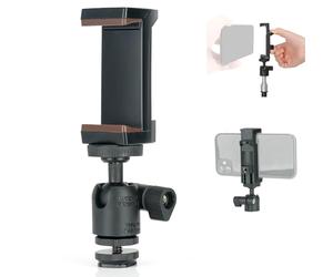 Koolehaoda Adattatore per treppiede per telefono cellulare con mini testa a sfera girevole universale da 1/4", rotazione a 360°, morsetto regolabile per telefono cellulare, morsetto per smartphone per