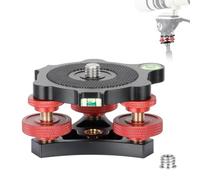 Koolehaoda Base di livellamento con livella a bolla e vite da 3/8", 3 quadranti con regolazione di precisione di +/-5 gradi, costruzione in lega di alluminio per treppiede per fotocamera