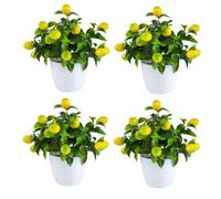 Koolenry 4 Pezzi Piante di Limone Artificiale Pianta in Vaso di Frutta per Arredamento per la Casa All'Aperto Interno