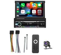 Koolenry Autoradio Singolo DIN con Carplay Android Auto 7 Pollici Stereo Manuale Pieghevole Fili Carplay Android Auto Lettore Multimediale Supporto Mirror Link/AM/FM/AUX/Bluetooth