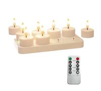 Koolenry Candele da tè Ricaricabili con Stazione di Ricarica, 8 Pezzi di Candele da tè A Batteria con Timer Remoto, LED