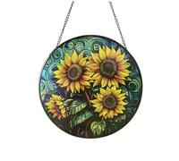Koolenry Girasole Artigianale Appeso Accervatori di Sole Vetrate Vibranti per Decorazioni per Finestre per Ornamenti da Giardino da Casa 15 cm