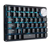 Koolertron Tastiera meccanica da gioco con una mano, tastiera programmabile, manopola rotante 45 tasti blu retroilluminata/rosso interruttori per PC Windows