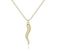 KOOLFIN Collana in oro da donna con ciondolo in oro 14 carati, alla moda, ispirata al classico talismano italiano Cornicello, collana da donna con corno italiano