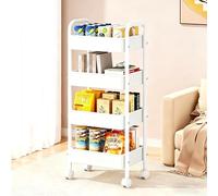 Koolkasa Carrello da cucina a 4 ripiani Salvaspazio, Carrello Portaoggetti con Ruote Portatutto, Ispessito Metallo Carrellino Bagno Salotto Studio - Bianco