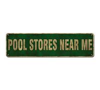 KooLL Cartello in latta con scritta "Pool Stores Near Me", Pool Store, decorazione da parete, 10 x 40 cm