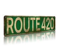 KooLL Cartello stradale Route 420 Way, decorazione da parete vintage in metallo per ufficio/casa/aula, 10,2 x 40,6 cm